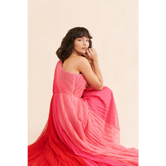 Hutch x Anthropologie - One-Shoulder Pleated Colorblock Maxi Dress, size 8 - Picture 4 of 13